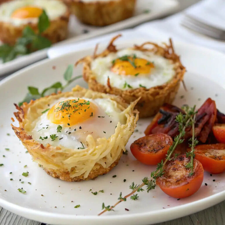 Eggs in Crispy Hash Brown Baskets A Breakfast Delight