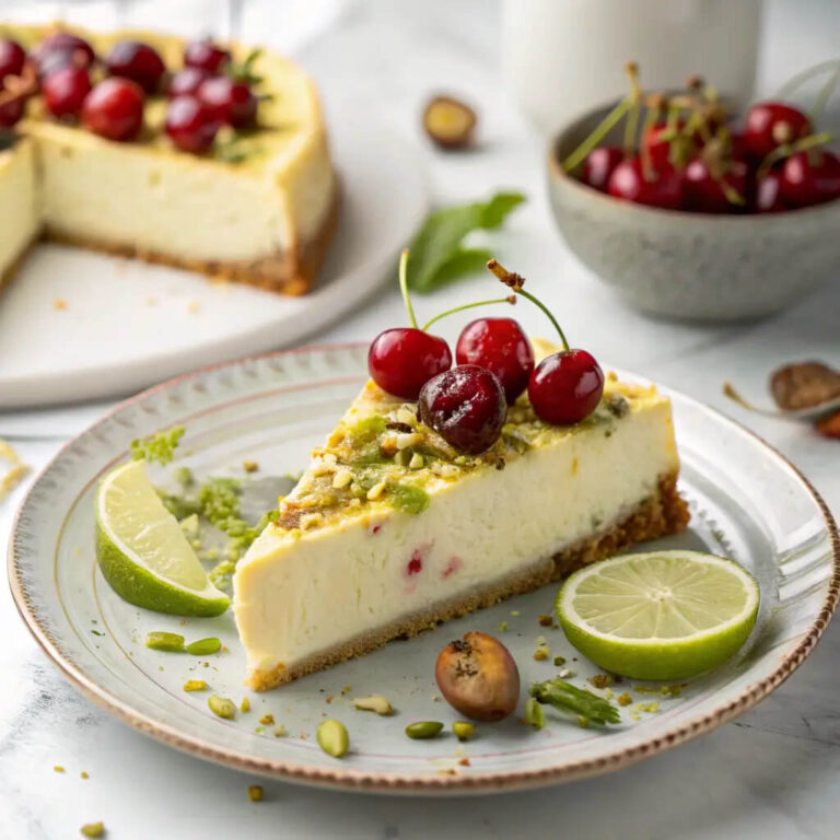 A Zesty Lemon Lime Cherry Pistachio Cheesecake Recipe