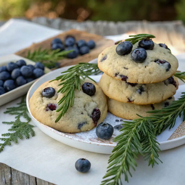 Ancient alchemy-inspired blueberry spruce cookies, a unique flavor blend in cookie form