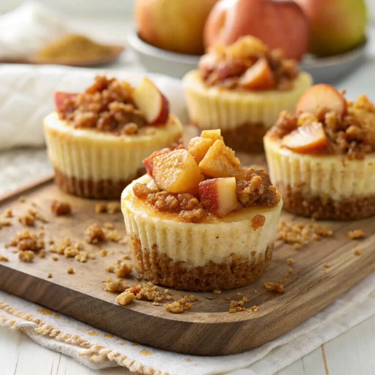Apple crisp mini cheesecakes, sweet, fruity, and indulgent in mini form