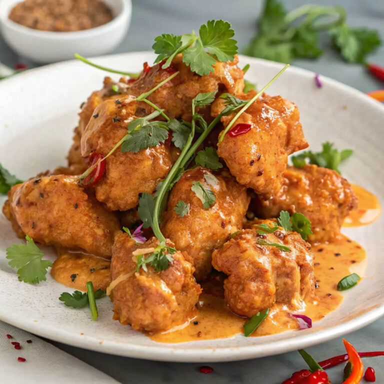 Bang bang chicken, crispy and spicy with a creamy sauce