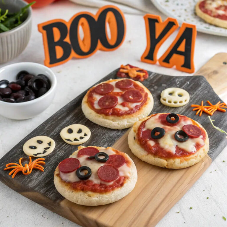 Mini pizzas with a fun “boo ya” twist for your next gathering