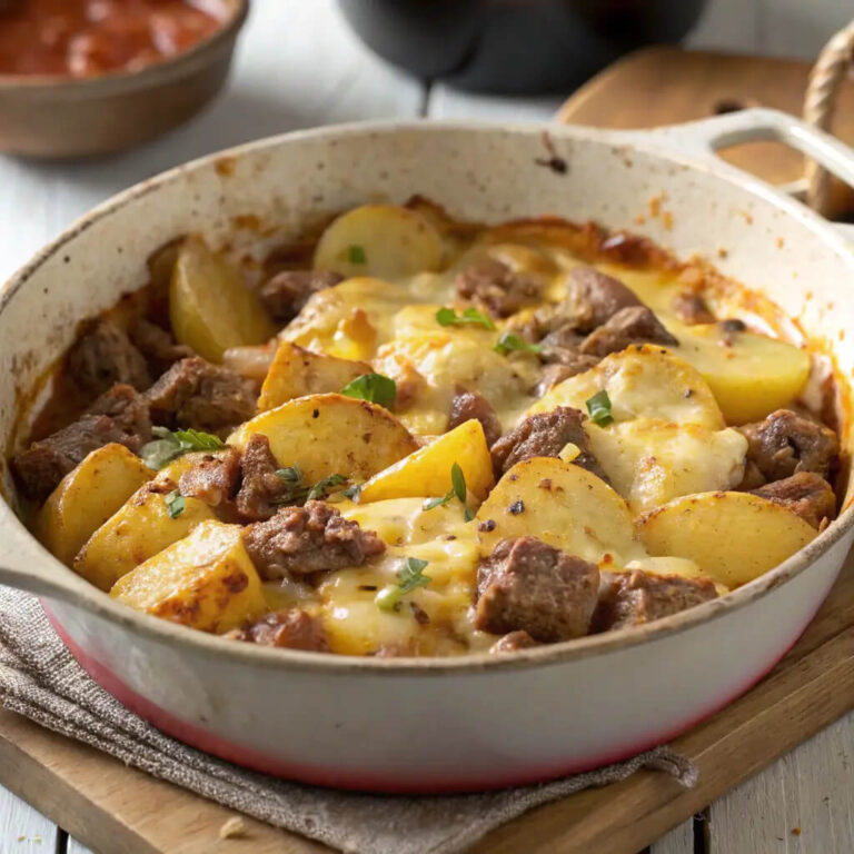 Hearty and cheesy beef and potatoes cooked in one pot