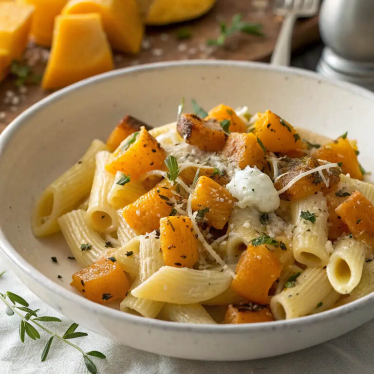 Roasted butternut squash pasta with a cheesy twist