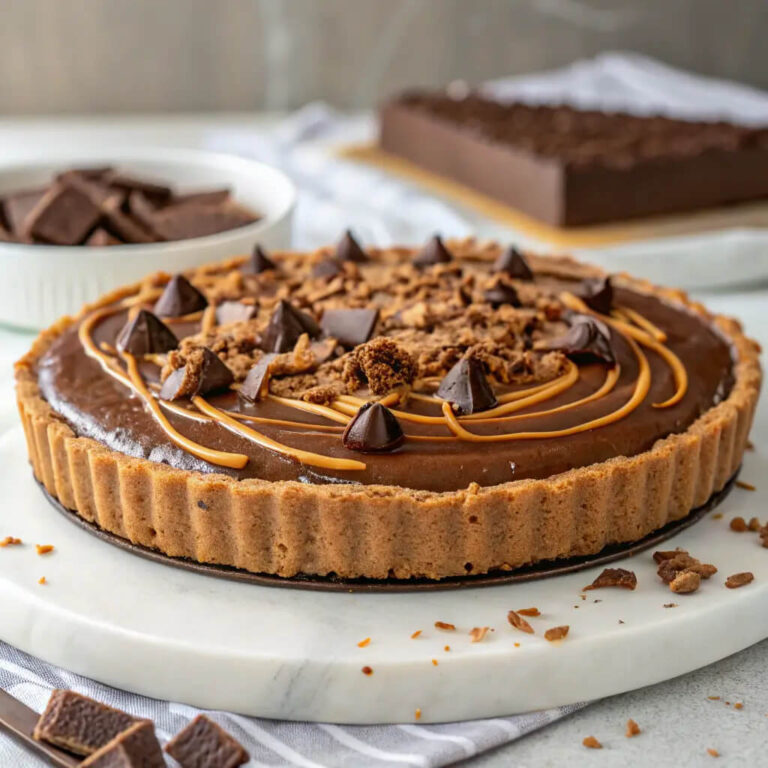 Chocolate Biscoff tart, a delightful combination of chocolate and caramel flavors