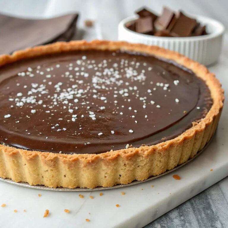 Chocolate salted caramel tart, a rich and decadent dessert