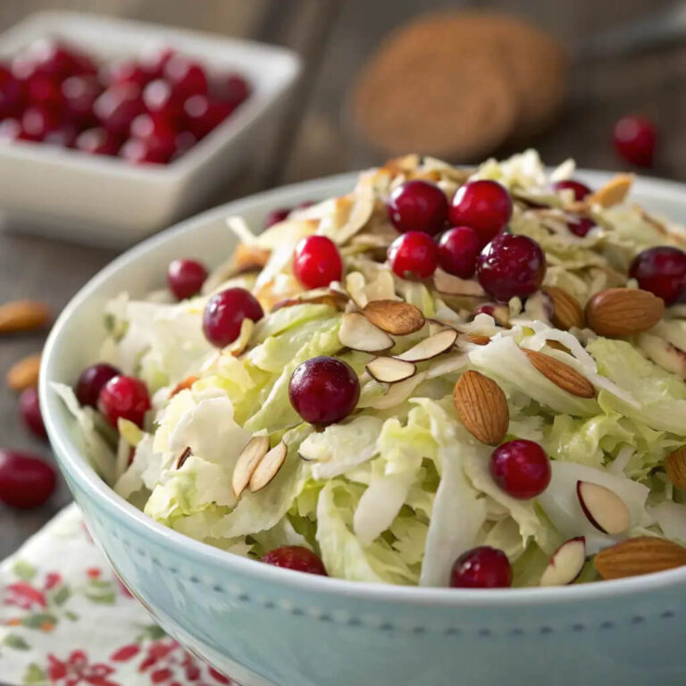 Cranberry almond Thanksgiving slaw, a festive side dish