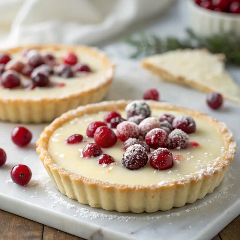 Cranberry white chocolate tart, a sweet and tangy dessert