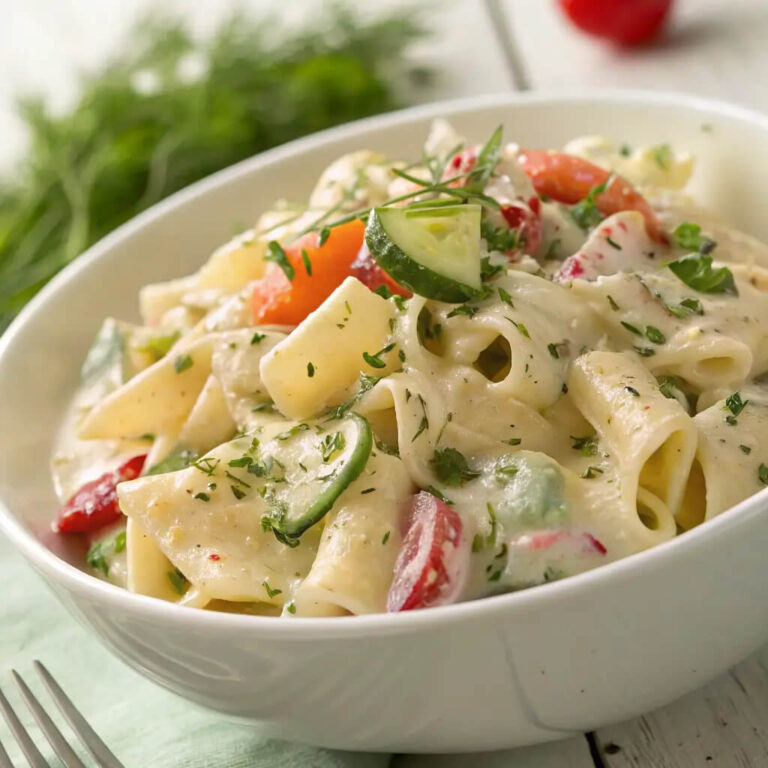 Creamy pasta salad, a light and fresh side dish