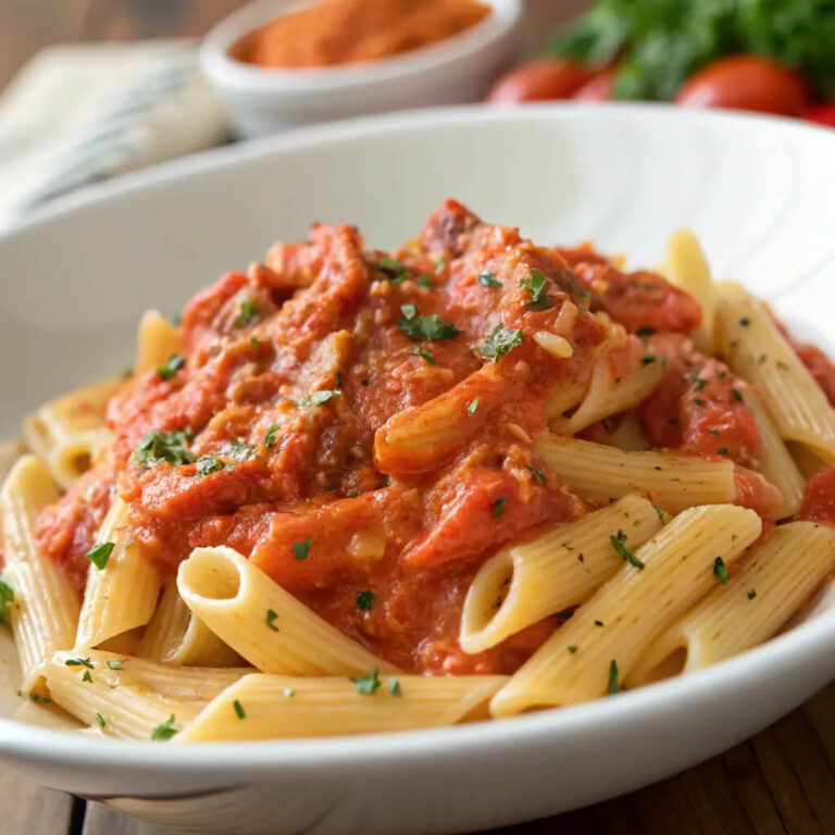 Creamy tomato pepper pasta, rich and smooth with a peppery kick