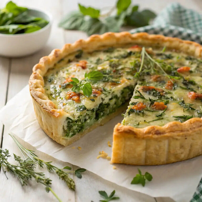Herb-infused green man picnic pie, savory and flavorful with a herby twist