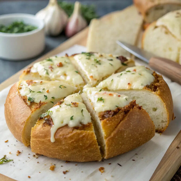 Korean cream cheese garlic bread, a perfect blend of savory and cheesy
