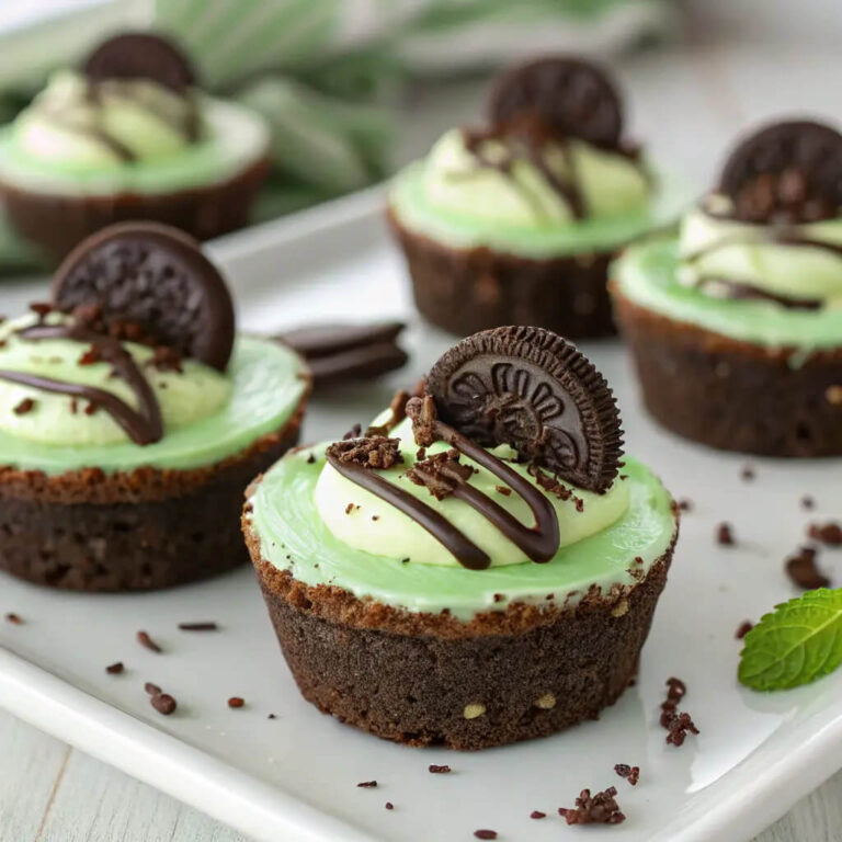 Mini mint chocolate Oreo cheesecakes, bite-sized treats with a minty twist