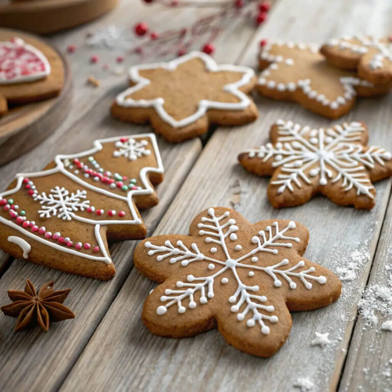 No spread gingerbread cutout cookies, perfect for holiday decorating and snacking