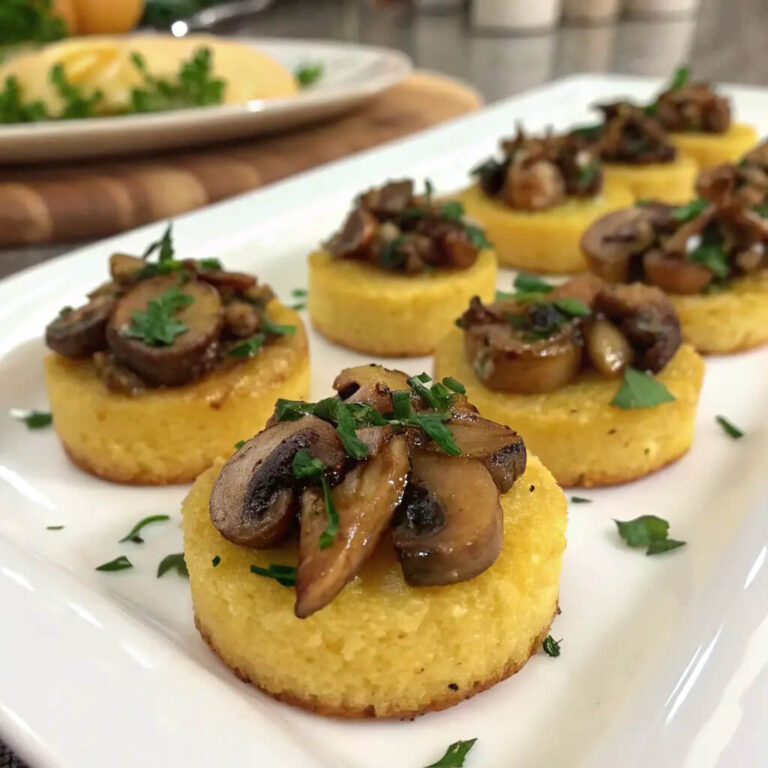Polenta mushroom canape, savory and satisfying finger food