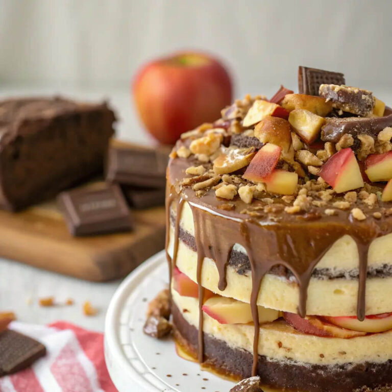 Salted caramel apple snickers cake for a decadent dessert