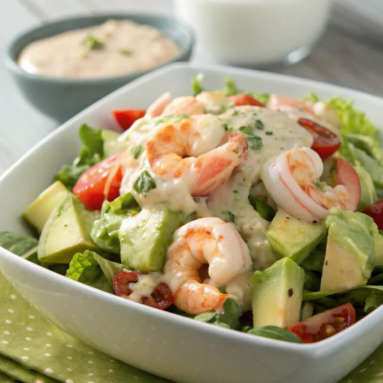 Shrimp avocado salad, fresh and vibrant with a creamy dressing