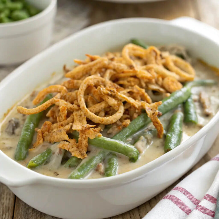 Southern green bean casserole, a comforting classic side dish