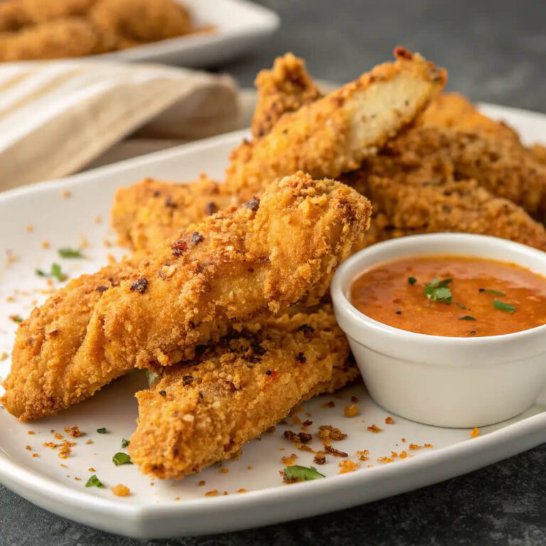 Spicy chicken tenders, crispy and full of heat