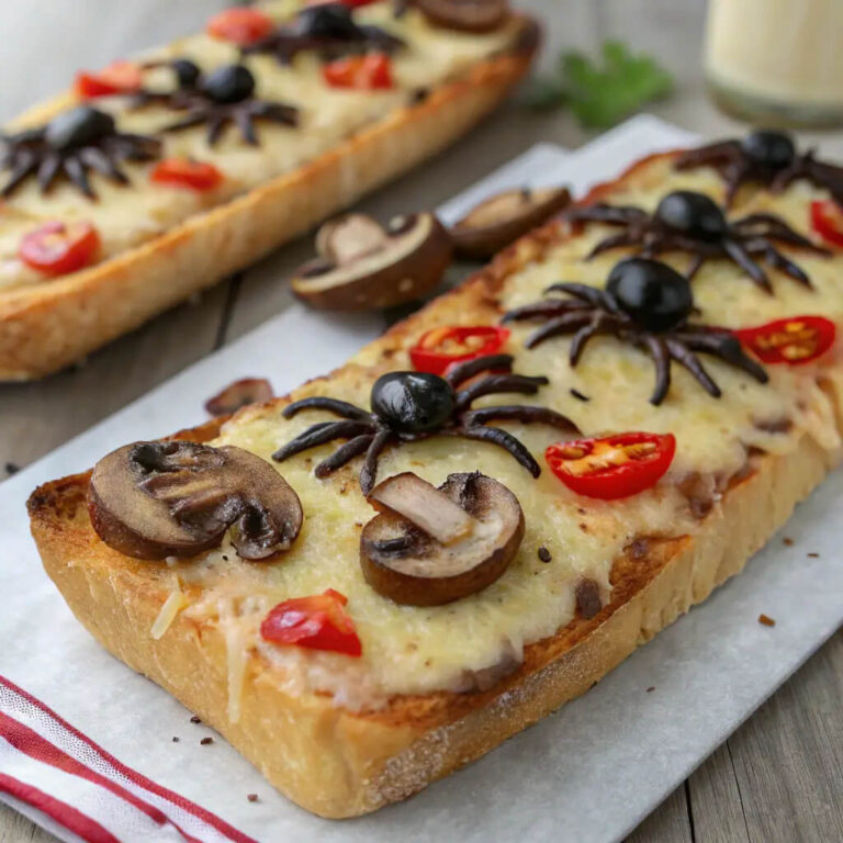 Spooky mushroom French bread pizza for a Halloween twist