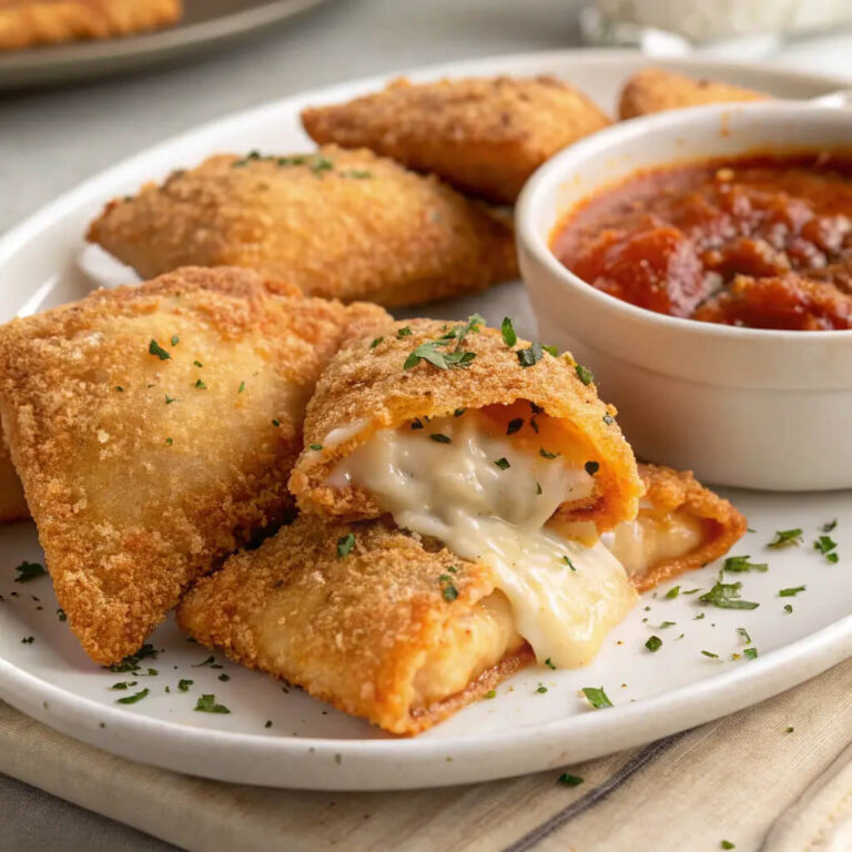 Toasted ravioli, crispy on the outside and cheesy on the inside