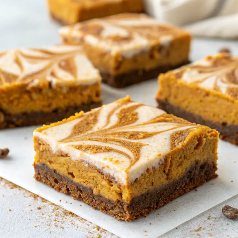 Vegan pumpkin cheesecake brownies for a fall-inspired dessert